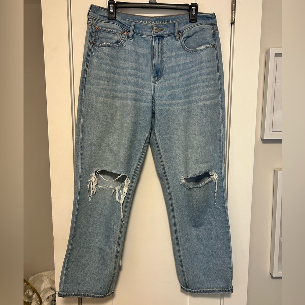 American Eagle Outfitters Light Blue Distressed Boyfriend Jeans